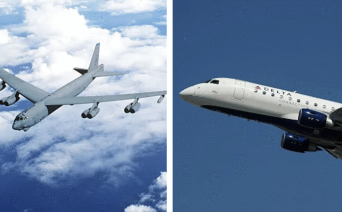 Delta Jet Dodges B-52 Bomber