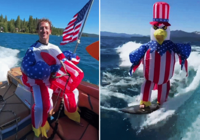 Mark Zuckerberg wakesurfs